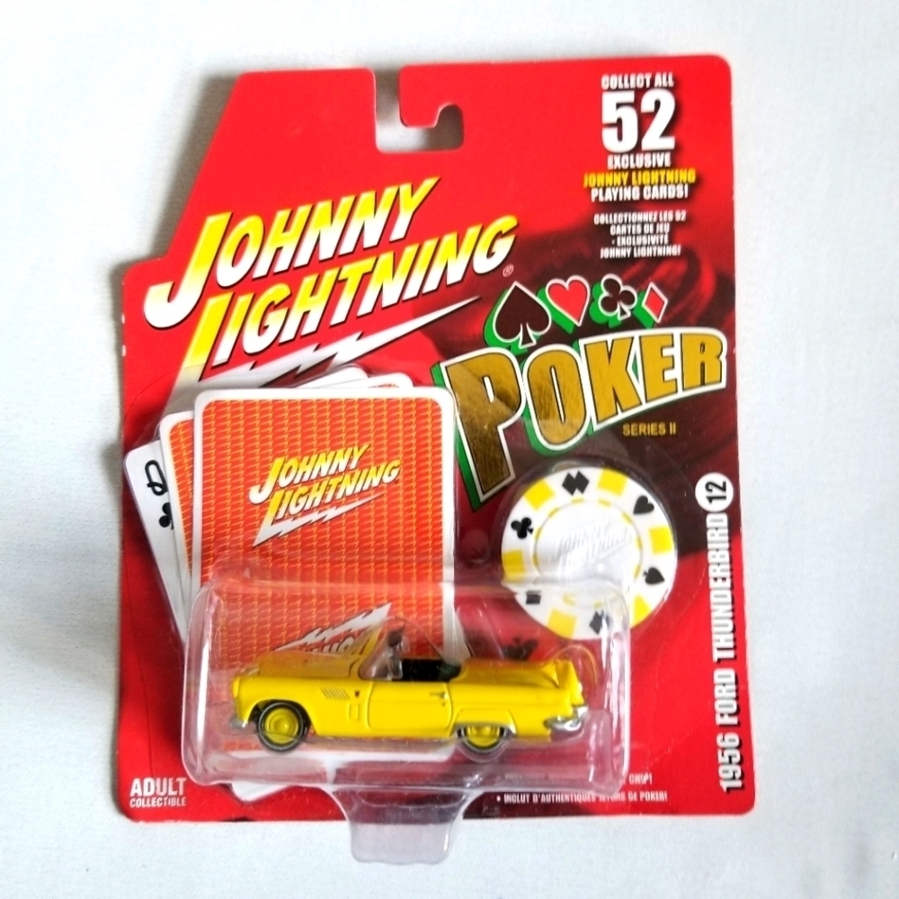2005 Series 2 Johnny Lightning "Poker" Yellow #12 1956 Ford Thunderbird Car